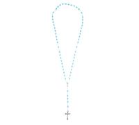 Hemobllo Collier Ras-du-cou Bleu avec Chapelet en Verre, Pendentif Croix Ovale Style Vintage, Bijoux Fantaisie Élégants pour Femmes et Adolescentes, Accessoire Mode