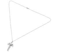 Hemobllo Collier Urne Funéraire pour Animaux en Acier Inoxydable Pendentif Croix Compartiment pour Cendres Chaîne Ajustable Argentée Bijou Commémoratif pour Chiens et Chats