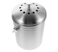 Hemobllo Composteur de Cuisine Acier Inoxydable avec Couvercle Seau à Déchets Alimentaires pour Plan de Travail Bac à Compost Compact pour Épluchures