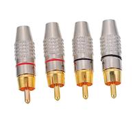 Hemobllo Connecteur Audio Mâle Plaqué Or 4 Pièces, Fiche Haut-Parleur RCA, Adaptateur Audio pour Installation Fil Unique, Usage Professionnel, Couleur Rouge Et Noir