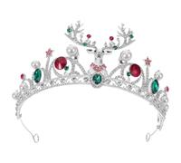 Hemobllo Couronne de Cerf Serre-tête avec Strass Accessoire de Cheveux pour Fêtes Diadème Métal Léger Design Rond Classique pour Coiffures Festives