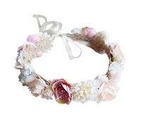 Hemobllo Couronne de Fleurs Hawaïenne Beige Simulée Guirlande Réaliste et Fille Accessoire Plage Mariage Fête Photographe