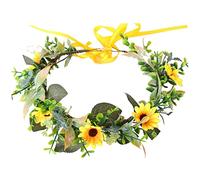Hemobllo Couronne de Fleurs Soleil Petite Taille Fleuri Bandeau pour Mariée Femmes Filles Fête Photo Plage Vacances