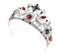 Hemobllo Couronne de Mariée Alliage avec Strass Reine des Neiges Cerf Argenté pour Femme Accessoire de Fête Noël et Anniversaire Bandeau Léger et Élégant pour Mariage et Costume
