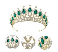Hemobllo Couronne Vintage en Cristal et Strass pour Théâtre et Fête Couronne Élégante Anneaux de Fixation Accessoire Cheveux Vert