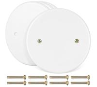 Hemobllo Couvercle de Boîte Électrique Rond en Plastique Blanc, Lot de 4 Plaques Plates 8 Vis Métalliques, Cache Trou Plafond pour Usage Résidentiel