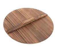 Hemobllo Couvercle de Wok en Bois Design Pratique Rond Anti-brûlure Marron Couvercle de Casserole en Bois 26 Cm Cuisine Vintage et Usage Ménager