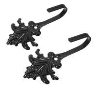 Hemobllo Crochets Muraux en Fer Forgé Style Feuille Noire Mate 1 Paire Patères Rustiques Polyvalentes pour Rideaux Serviettes et Manteaux Accessoires Décoration Intérieure pour Murs et
