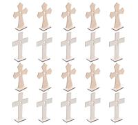 Hemobllo Croix en Bois Facile à Assembler 20 Pièces avec Socle Robuste pour Baptême et Communion pour Décoration de Table Rustique Lors D'occasions Spéciales