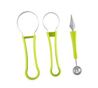 Hemobllo Cuillère Melon Acier Inoxydable avec Outil Sculpture Fruits Bille Melon et Coupe Pastèque Ustensile Cuisine Intégré pour Salade de Fruits Poignée Confortable Facile à Nettoyer