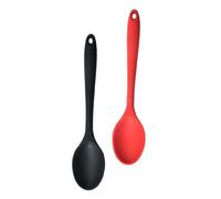 Hemobllo Cuillères En Silicone Cuisine Résistantes à La Chaleur, Petites Tailles, Lot De 2 Pièces Noir Et Rouge, Ustensiles De Cuisson Polyvalents Pour Salade Et Soupe