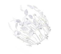 Hemobllo Décoration de Gâteau Couronne Blanche, Ornement Créatif Perles et Feuilles, Accessoire de Fête Non Comestible pour Anniversaire, Décoration D'intérieur, Fournitures de Fête