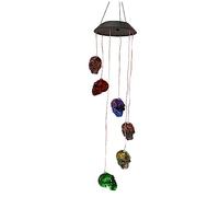 Hemobllo Décoration Halloween Solaire LED Vent Crâne Étanche Lampe Suspendue pour Extérieur Ambiance Festive Jardin