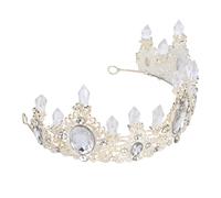 Hemobllo Diadème Couronne de Strass Argentée Cristaux Blancs Accessoire Élégant pour Cheveux de Mariée Bandeau Décoratif pour Bal Fête et Séance Photo Taille Unique Adaptée aux Femmes