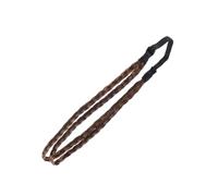 Hemobllo Double Couche Bandeau Tressé Élastique pour Cheveux Postiche Synthétique Marron Accessoire Coiffure Femme pour Fêtes et Usage