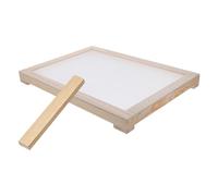 Hemobllo Égouttoir en Filet en Bois Massif Empilable 2 Pcs avec Presse en Bois Séchoir à Herbes Aromatiques D’intérieur, Plateau Respirant pour Séchage Naturel des Plantes et Épices
