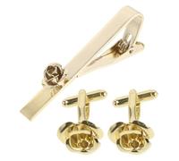 Hemobllo Élégant avec Motif Rose Style Français Finition Métallique de Boutons de Manchette et Pince à Cravate pour Occasions Formelles