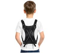 Hemobllo Élingue Dorsale en Cuir Noir Robuste et Confortable pour Cosplay et Spectacles, Double Épaule Unisexe pour Ceinture Porte Épée et Sangle de Katanas