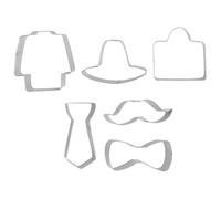 Hemobllo Emporte-pièces Thème Fête des Pères Formes Mallette et Sécurité Alimentaire Lot de 6 en Acier Inoxydable Barbe, Cravate, Nœud, Chapeau, Costume, Bord Lisse pour Pâtisserie