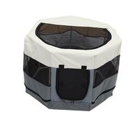 Hemobllo Enclos Octogonal pour Animaux Intérieur Résistant Aux Morsures Espace Ventilé et Confortable Maison pour Chats et Petits Chiens Facile à Installer Beige et Gris