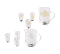 Hemobllo Ensemble 8 Pièces Miniatures pour Maison de Poupée 2 Pichets Eau Chaude et Citronnade 6 Mini-Verres Assortis Plastique Coloré Solide Accessoires Décoratifs pour Maison Miniatür