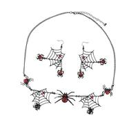 Hemobllo Ensemble Collier et Boucles d'Oreilles Araignée d'Halloween 2 Pièces en Alliage Pendentif Toile d'Araignée Délicate Bijoux Costume Fête Masquée Cosplay Accessoire Soirée