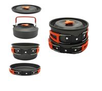 Hemobllo Ensemble Cuisine de Camping Orange en Alliage D’Aluminium Portable | Randonnées et Bivouacs, Facile à Ranger, Adapté aux Nouilles et Soupes, Usage sur Flamme Nue