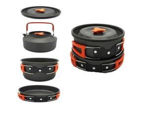 Hemobllo Ensemble Cuisine de Camping Orange en Alliage D’Aluminium Portable | Randonnées et Bivouacs, Facile à Ranger, Adapté aux Nouilles et Soupes, Usage sur Flamme Nue