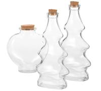 Hemobllo Ensemble de 3 Bouteilles de Cérémonie en Verre Bouchon en Liège, Décoration Multifonctionnelle pour Mariage et Décoration de Table