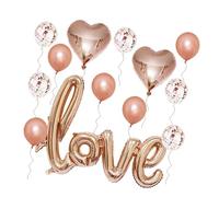 Hemobllo Ensemble de Ballons Décoration Mariage Saint-valentin 12 Latex Perlé 5 Pcs 12 Confettis 5 Pcs 18 Aluminium Cœur Ballon Géant Love 108 Cm Décor Fête Fiançailles Romantique