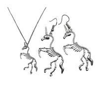 Hemobllo Ensemble De Bijoux Fantaisie Licorne Pendentif Et Boucles D’oreilles Pendantes S925 Argenté Pour Femmes Mode Original Accessoire 3 Pièces