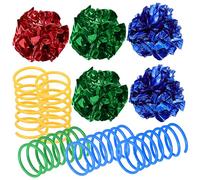 Hemobllo Ensemble De Jouets pour Chat à Boule Froissée Et Ressort en Spirale 10 Pièces Colorées Jouets Interactifs pour Chat Intérieur Adaptés Chatons