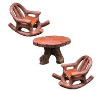 Hemobllo Ensemble de Meubles Miniatures Table à Thé Ronde pour Résine Fauteuil à Bascule Décoratif et Textures Réalistes et Résistant la Déformation pour Maison de Poupée Décoration