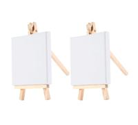 Hemobllo Ensemble de Mini Chevalet de Peinture en Bois Blanc 10x10cm Léger pour Décoration Maison et Stimulation Créativité Toile Mini Tableau