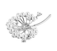 Hemobllo Épingle Broche Fleur de Pissenlit en Alliage Argenté avec Perles et Cristaux, Accessoire Élégant pour Mariage, Banquet et Fêtes pour Hommes et Femmes