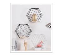 Hemobllo Étagère Murale Flottante Hexagonale en Fer Noir, Modèle S | Suspendre par Corde, Fixation Murale Discrète, pour Exposer Souvenirs et Apporter du Caractère