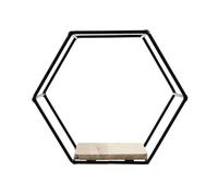 Hemobllo Étagère Murale Hexagonale Fer Forgé Noire Support de Rangement Simple pour Plantes et Décorations pour Salon Chambre et Bureau Style Minimaliste et Fonctionnel