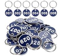 Hemobllo Étiquettes Porte-clés Numérotées pour Identification Bagages en Aluminium Bleu Anneau Porte-clés, Lot de 30 Set de Set de Pièces et Usage Bureau à Domicile