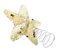 Hemobllo Étoile Décorative pour Sapin de Noël 15 CM en Verre Miroir Doré Scintillant Cimier de Sapin Petite Étoile Décorative pour Décoration Festive de Noël