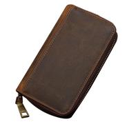 Hemobllo Étui à Montre Protecteur et Facile à Transporter en Cuir de Vachette à Fermeture Éclair pour 2 Montres pour Voyage d'affaires ou Rangement à Domicile