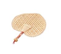 Hemobllo Éventail D'été Forme Cœur en Feuilles de Quenouille Tissé Main Léger Jaune Élégant Ventilateur de Refroidissement à Main Portable