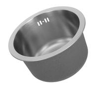 Hemobllo Évier Rond Acier Résistant Cuve Unique avec Trop-plein et Accessoires de Vidange Petit Évier de Cuisine Polyvalent pour Bar Camping-car Installation Sous Plan Poser