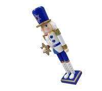 Hemobllo Figurine Casse-Noisette Bois Soldat Bleu Blanc pour Décoration de Table Hanoukka Fête Juive Traditionnelle Collection