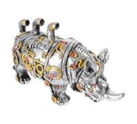 Hemobllo Figurine Rhinocéros Steampunk en Résine, Ornement Décoration Intérieure Artisanale, Statuette Bureau Originale Vintage, Sculpture Déco Maison Unique, Présent Créatif