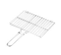 Hemobllo Filet à Poisson INOX Portable pour Barbecue Petit Format Acier Inoxydable Argenté Barbecue en Plein Air Et Camping Panier à Grillades Pratique avec Poignée Anti-brûlure