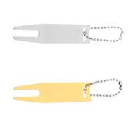 Hemobllo Fourche de Réparation de Gazon Portable en Métal Argenté et Doré Lot de 2 Outils de Golf Multifonctions pour Réparation des Divots et Alignement de Balle Accessoire Golf