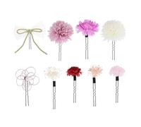 Hemobllo Fourchette à Cheveux Japonaises Violettes, Bâtonnets à Fleurs Artificielles en Tissu, Accessoire Coiffure Kimono pour Femmes, Épingles Décoratives pour Mariage et Cosplay
