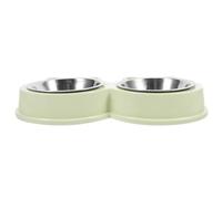 Hemobllo Gamelle Double Forme Grenouille pour Chien et Chat en Acier Inoxydable Base Antidérapante en Abs Capacité Optimale Station d'alimentation Élégante pour Petits Animaux