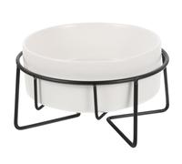 Hemobllo Gamelle Surélevée pour Chats Et Chiens Support Métal Noir, Bol Blanc en Céramique 400 ML, 13 Cm, Mangeoire Ergonomique pour Alimentation Confortable des Animaux De Compagnie