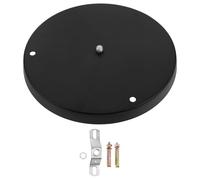 Hemobllo Grande Rosace Plafond Noir Métal (Ø 29cm) - Base de Lampe Suspension à 3 Sorties, Pavillon Rond Cache-Câbles pour Lustre DIY, Plaque de Montage Luminaire Cuisine Salon (Accessoires Inclus)
